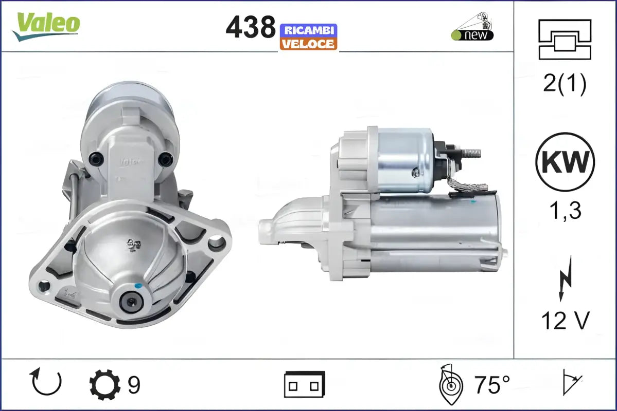 VALEO 438168 NEW ORIGINAL MOTORINO D'AVVIAMENTO FIAT PUNTO PANDA 500 1300MJT - Ricambi veloce